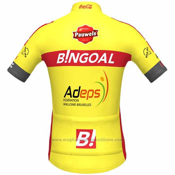 2021 Abbigliamento Ciclismo Wallonie Bruxelles Giallo Manica Corta e Salopette
